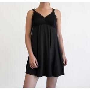 Flora Nikrooz Black Lace Babydoll Mini Slip Dress